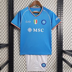 Kit Infantil Napoli 1 Azul Camisa e Short 2023 / 2024