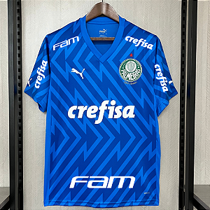 Nova Camisa Palmeiras Goleiro Azul Com Todos Patrocínios Torcedor Masculina 2024 / 2025