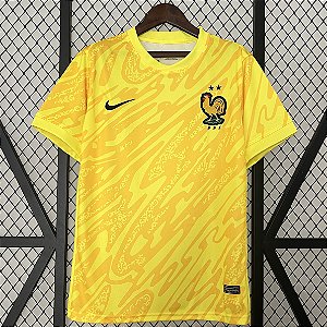 Nova Camisa França Goleiro Amarela Eurocopa Torcedor Masculina 2024
