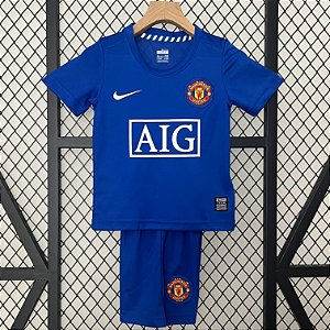 Kit Infantil Manchester United 3 Retrô Camisa e Short 2008 / 2009