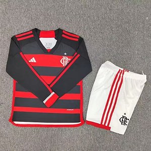 Novo Kit Infantil Flamengo 1 Manga Longa e Short  2024 / 2025
