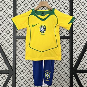 Kit Infantil Brasil 1 Retrô Camisa e Short 2004