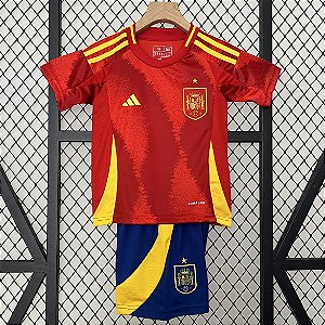 Novo Kit Infantil Espanha 1 Eurocopa Camisa e Short 2024