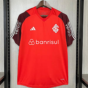 Nova Camisa Internacional Treino Vermelha Com Todos Patrocínios Torcedor Masculina 2024 / 2025