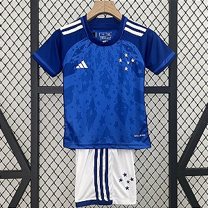 Novo Kit Infantil Cruzeiro 1 Azul Camisa e Short  2024 / 2025
