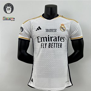 Camisa Edição Jogador Real Madrid 1 Patch 15x Campeão Uefa Champions League E Match Day Torcedor  Masculina 2024