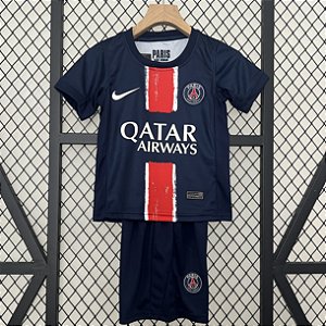 Novo Kit Infantil PSG 1 Azul Camisa e Short  2024 / 2025