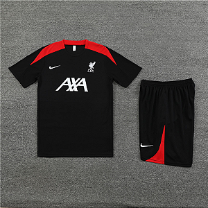 Novo Kit Treino Conjunto Liverpool Preto Manga Curta E Short 2024 / 2025