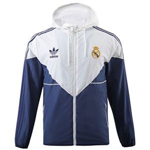Novo Casaco Corta Vento Real Madrid Branco E Azul 2024 / 2025
