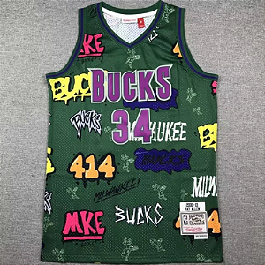 Nova Regata Basquete NBA Edição Especial Milwaukee Bucks Allen 34 Edição Jogador Silk