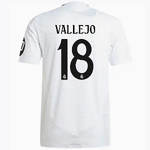 Nova Camisa Real Madrid 1 Vallejo 18 Torcedor 2024 / 2025