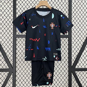 Novo Kit Infantil Portugal Treino Camisa e Short 2024