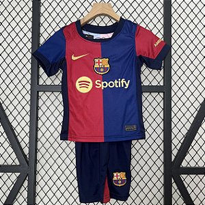 Novo Kit Infantil Barcelona 1 Camisa e Short 2024 / 2025