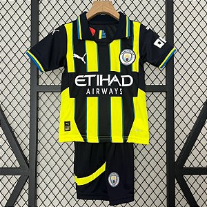 Novo Kit Infantil Manchester City 2 Camisa e Short  2024 / 2025