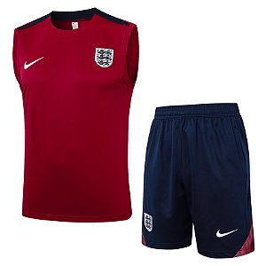 Kit Treino Conjunto Inglaterra Vinho E Azul Masculino 2024 / 2025