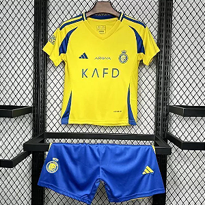 Novo Kit Infantil Al-Nassr 1 Camisa e Short 2024 / 2025 - CRISTIANO RONALDO CR7