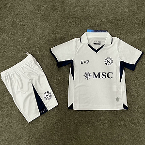 Novo Kit Infantil Napoli 2 Branco Camisa e Short 2024 / 2025