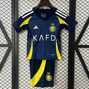 Novo Kit Infantil Al-Nassr 2 Camisa e Short 2024 / 2025 - CRISTIANO RONALDO CR7