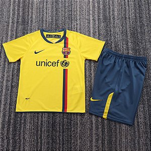 Kit Infantil Barcelona 2 Retrô Camisa e Short 2008 / 2009