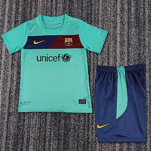 Kit Infantil Barcelona 2 Retrô Camisa e Short 2010 / 2011