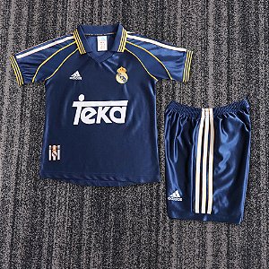 Kit Infantil Real Madrid 3 Retrô Camisa e Short 1998 / 2000