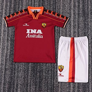 Kit Infantil Roma 1 Retrô Camisa e Short 1998 / 1999