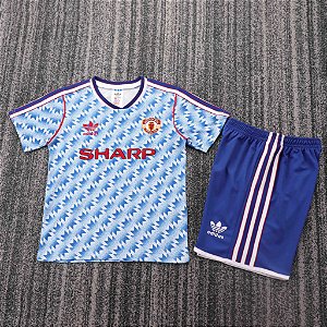 Kit Infantil Manchester United Retrô Camisa e Short 1990 / 1992