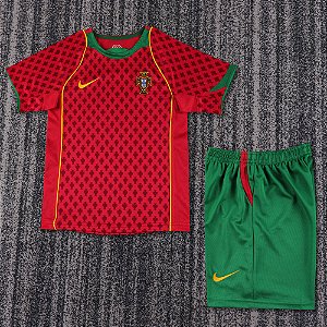 Kit Infantil Portugal 1 Retrô Camisa e Short 2004