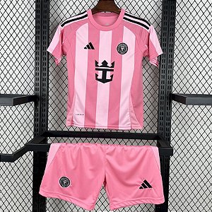 Novo Kit Infantil Inter Miami 1 Rosa Camisa e Short  2025 / 2026 - Messi