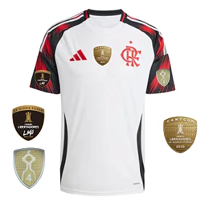 Nova Camisa Edição Torcedor Flamengo 2 Campeão libertadores Branca Tetra Patch Libertadores 2024 / 2025