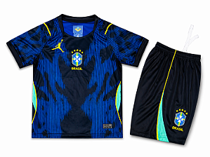 Novo Kit Infantil Brasil 2 Azul Camisa e Short 2026 / 2026 - COPA DO MUNDO