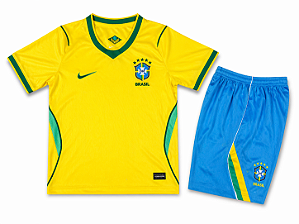 Novo Kit Infantil Brasil 1 Amarela Camisa e Short 2026 / 2026 - COPA DO MUNDO