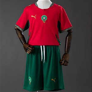 Novo Kit Infantil Marrocos 1 Camisa e Short 2026 - COPA DO MUNDO
