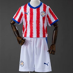 Novo Kit Infantil Paraguai 1 Camisa e Short 2026 - COPA DO MUNDO
