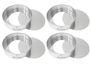 Formas De Bolo Fundo Falso Redonda 20 x 5 cm Altura Kit 4 Unidades