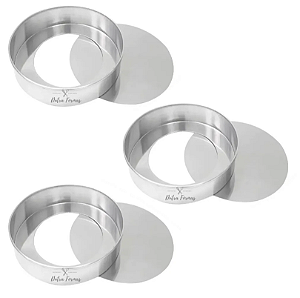 Forma de Bolo Fundo Falso Redonda 17x5 cm Altura Kit 3 Unidades