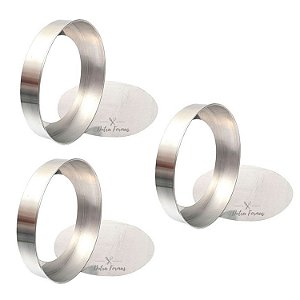 Kit Formas de Bolo Fundo Falso 3 Peças 30x5 cm Altura Alumínio