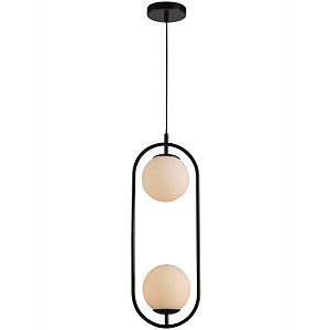 Pendente E-27 Pérola Arco Duo Preto Fosco para 02 Lâmpadas - Avant