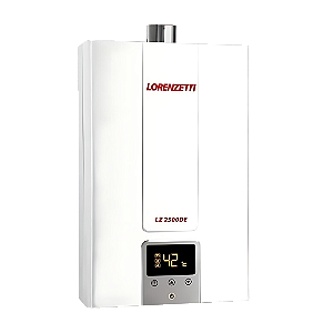 Aquecedor de Água a Gás Digital LZ 2500DE-B 25 Litros Gás Liquefeito de Petróleo Branco Bivolt - Lorenzetti