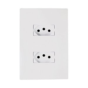 Tomada Dupla 10a Monobloco Bivolt Espelho 4x2  I9 Ilumi 94121 Branco