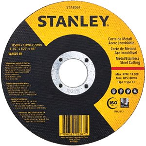 Disco De Corte Inox Stanley 4.1/2 X 1,0mm Stanley Kit com 5