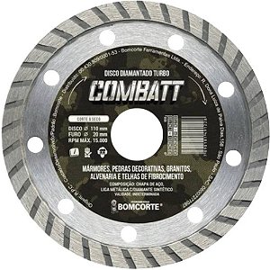 Disco Diamantado Concreto Rebocos Tijolos Standard Turbo 4.3/8 Segmentado BomCorte Kit com 5
