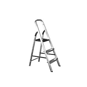 Escada 3 Degraus Alumínio com Alça Leve e Segura Quality Não Enferruja e Dobra
