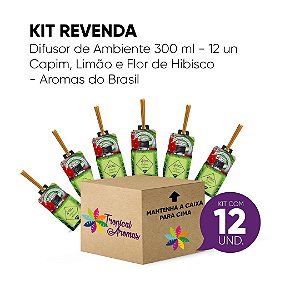 Kit Revenda Difusor Capim Limão e Flor De Hibisco 300ml - 12 UN