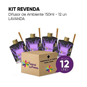 Kit Revenda Difusor De Ambiente Lavanda 150 ml -12 UN