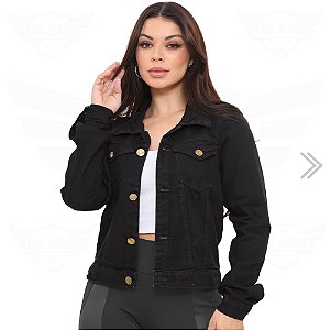 Jaqueta Feminina Jeans Sarja (casaco / Blusa) - EWF - Preto