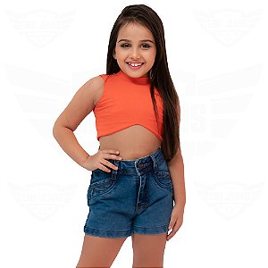 Short Jeans Feminino Infantil Juvenil Mod. 4 – Azul Médio
