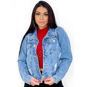 Jaqueta Feminina Jeans (casaco / Blusa) - EWF - Azul Claro