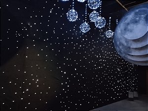 Cortina estrelada iluminação em fibra Ótica.