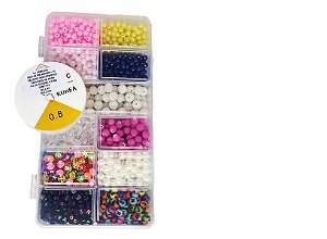 Kit Pérolas, Contas diversas, fio de silicone mais Estojo